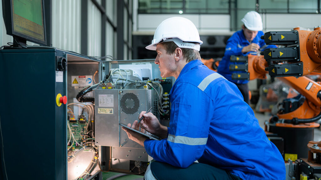 engineer working on unit